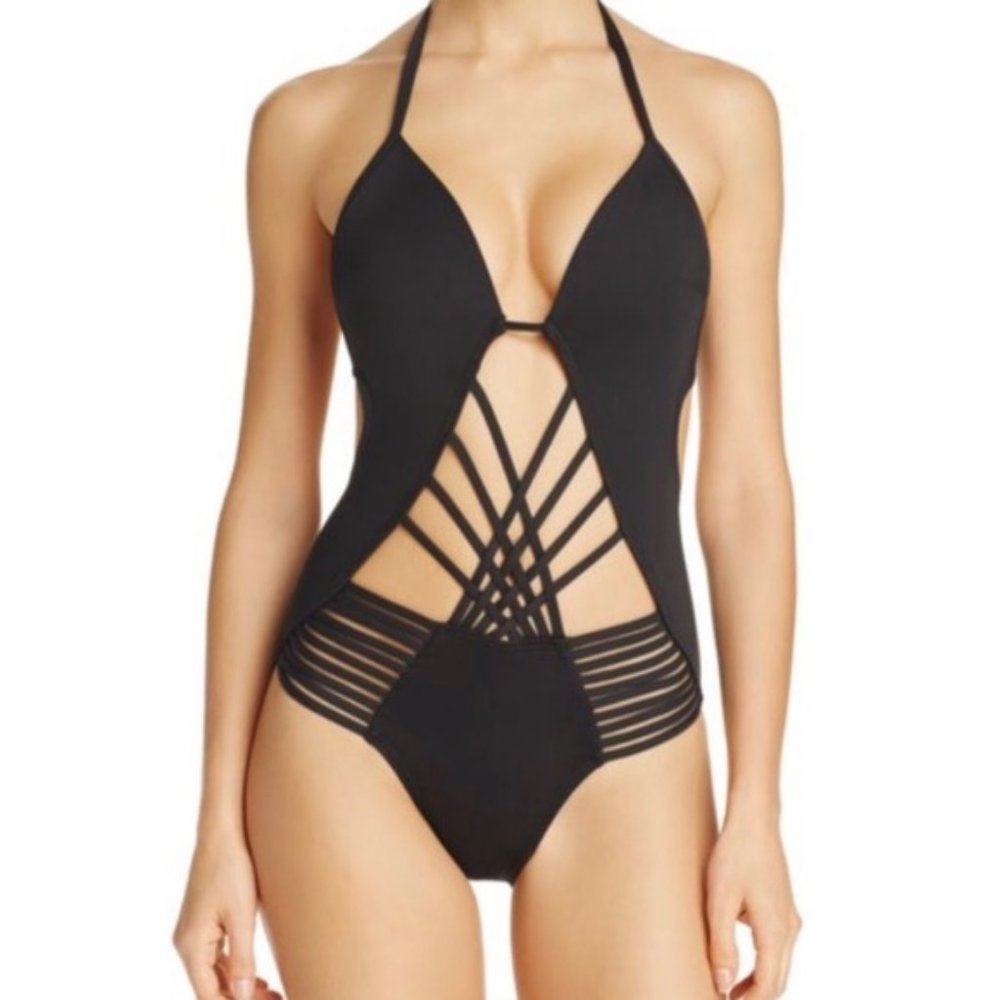 Kenneth Cole NewYork Small Black Cut Out Swimsuit